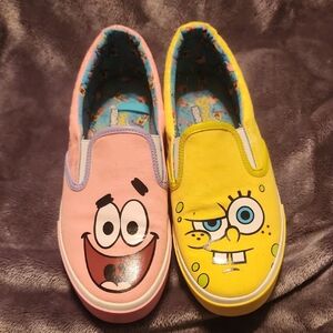 SpongeBob SquarePants Colorful Slip-Ons. Size 8 1/2 Worn Once